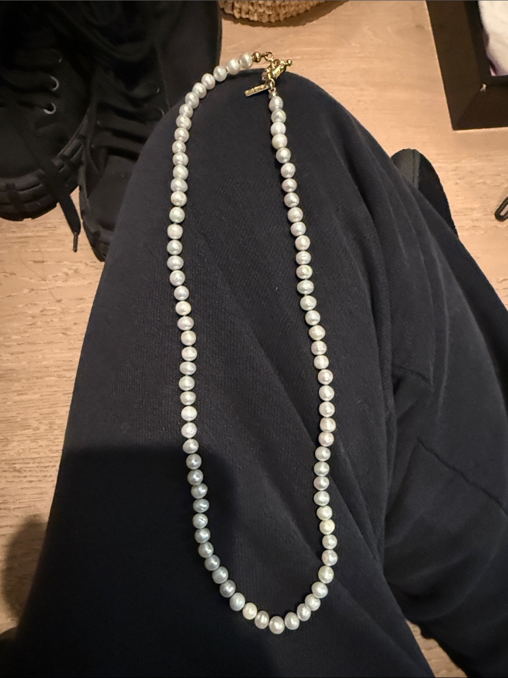 Eliou White Pearl Necklace with Gold Clasp